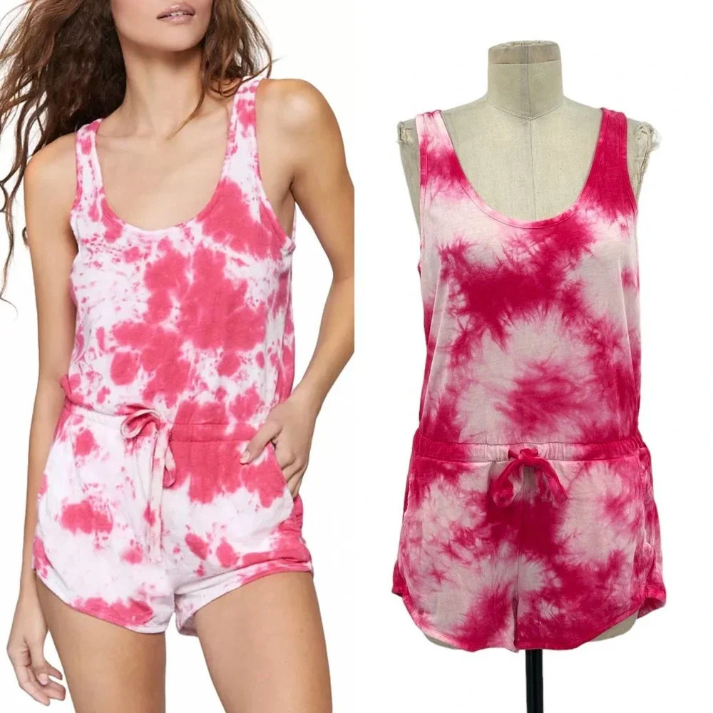 Spiritual Gangster Perfect Tie Dyed Romper Pink Size Small